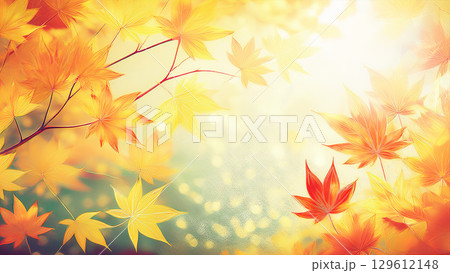 綺麗に色づく紅葉の秋 129612148
