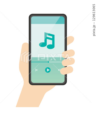 スマホを持つ手　音楽アプリ 129613065