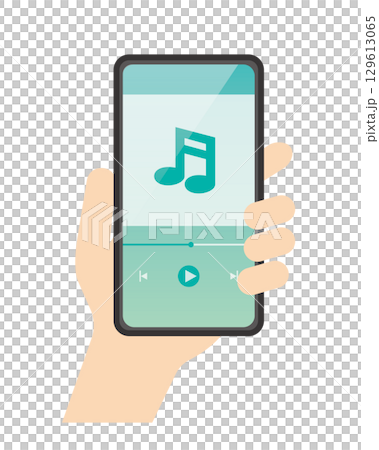 スマホを持つ手　音楽アプリ 129613065