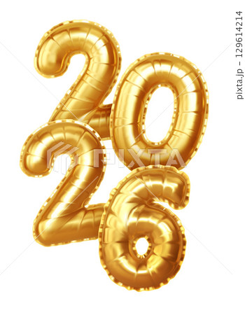 Golden Balloon Numbers Forming the Year 2026, Symbolizing Celebration, Festivity, New Year, and Special Occasions, Perfect for Party Invitations and Decorative Designs Golden Balloon Numbers Forming the Year 2026, Symbolizing Celebration, Festivity, New Year, and Special Occasions, Perfect for Party Invitations and Decorative Designs 129614214