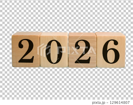 Future year 2026 wooden number blocks on white background for business planning and celebration concept Future year 2026 wooden number blocks on white background for business planning and celebration concept 129614807