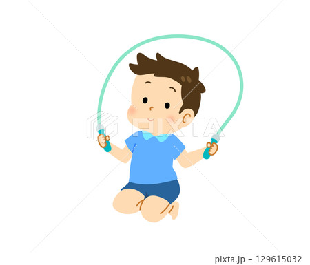 なわとびをする男の子のイラスト 129615032
