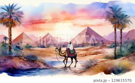 砂漠の風景イラスト 砂漠の風景イラスト 129615570