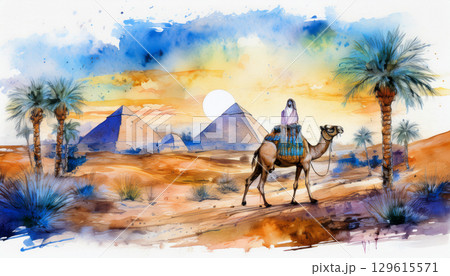 砂漠の風景イラスト 砂漠の風景イラスト 129615571