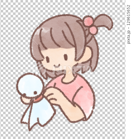 兒童製作 Teru Teru Bouzu 的插圖 129615652