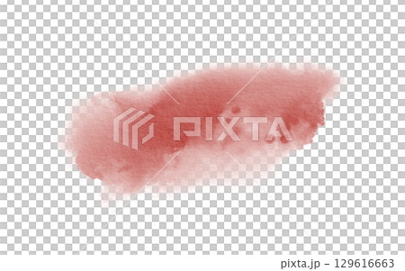 Abstract watercolor red color spot symbolizing blood on transparent background in liquid technique for postcards, websites, invitations, flyers, packaging products, patterns, any composition. 129616663