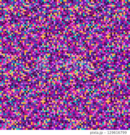 Seamless Colorful Pixel Art Mosaic Pattern 129616799