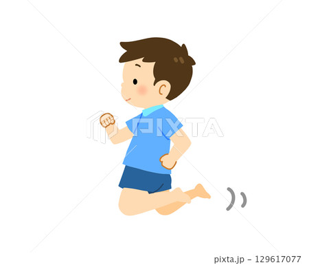 膝立ち歩きをする男の子のイラスト 129617077