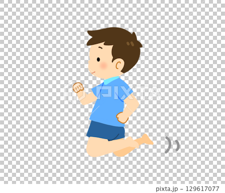 膝立ち歩きをする男の子のイラスト 129617077