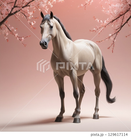 【Design Material】Horse Surrounded by Flowers 【Design Material】Horse Surrounded by Flowers 129617114