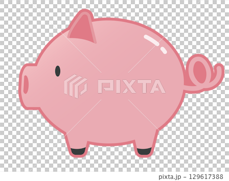 ブタの貯金箱のアイコンのイラスト ブタの貯金箱のアイコンのイラスト 129617388
