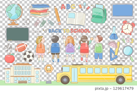 手繪可愛插圖集學校和教室_新學期、入學和學習_背後的人 手繪可愛插圖集學校和教室_新學期、入學和學習_背後的人 129617479