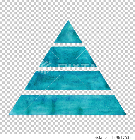 Blue pyramid of four parts. Watercolor illustration hand drawn. Drawing for blanks, scrapbooking, journaling. Triangle, pyramid, steps, parts, stripes, blue, sea Blue pyramid of four parts. Watercolor illustration hand drawn. Drawing for blanks, scrapbooking, journaling. Triangle, pyramid, steps, parts, stripes, blue, sea 129617536