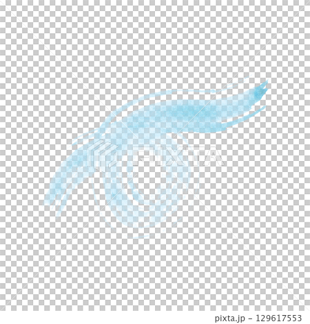 Blue swirled watercolor line drawn with brush with visible texture. Drawing for blanks, scrapbooking, journaling. Line, brush, texture, direction 129617553