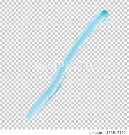 Blue watercolor line drawn with a brush with visible texture. Drawing for blanks, scrapbooking, journaling. Line, brush, texture, direction 129617582