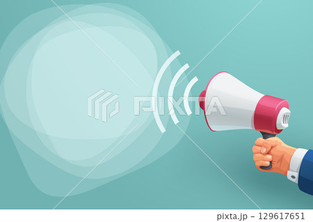 a red white speaker on blue back 129617651