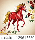【デザイン素材】Galloping Horse in Bloom Scenery 129617780
