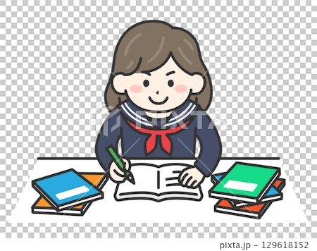 準備 | 插畫：身穿校服、熱情準備的女子 129618152