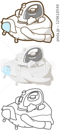 ワイシャツをアイロンがけ（コードレスアイロン） 129618549