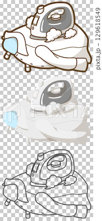 ワイシャツをアイロンがけ（コードレスアイロン） 129618549