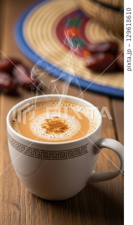 Traditional somali shaah cadays a spiced milk tea with cinnamon and cardamom for ramadan 129618610