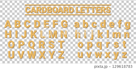 ダンボール素材で作成したアルファベットのセット、ベーシックな字体 ダンボール素材で作成したアルファベットのセット、ベーシックな字体 129618783
