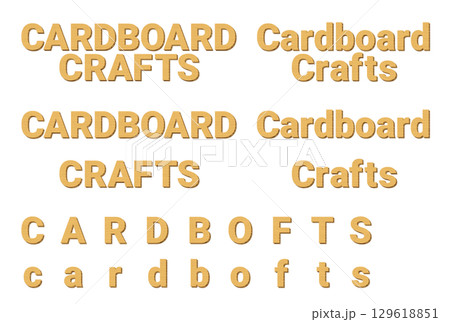 ダンボールクラフト。　ダンボール素材で作成した文字のセット。 129618851