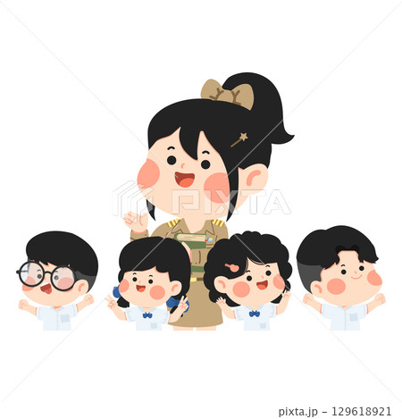 Teacher with children in a classroom Teacher with children in a classroom 129618921