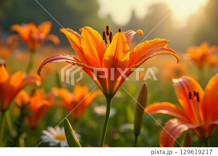 yellow tulips in the garden 129619217