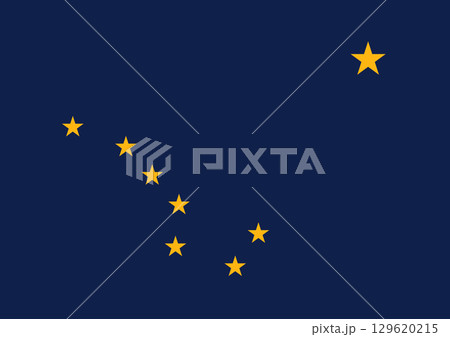 Civil and state flag of Alaska. Official flag of the U.S. state of Alaska. North America. Correct proportions and colors. Vector illustration 129620215