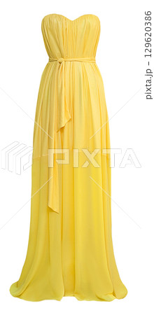Luxury evening yellow dress with isolated on white background Luxury evening yellow dress with isolated on white background 129620386