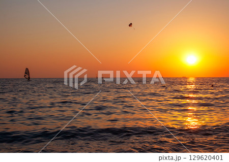 Beautiful sunset above sea. Beautiful sunset above sea. 129620401