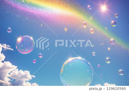 虹とシャボン玉のファンタジー 129620560