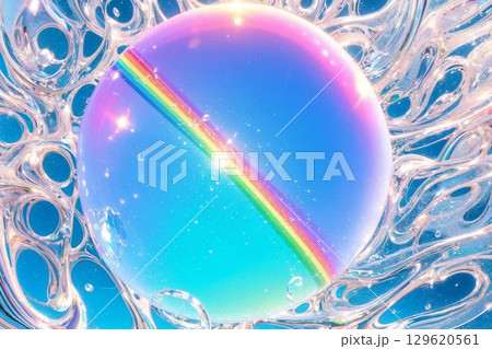 泡の中の虹と星、夢のような世界 129620561