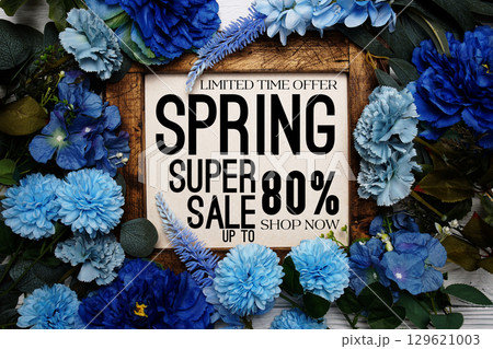 Spring Sale 80% Promotion and Marketing with flowers bouquet decoration on wooden background Spring Sale 80% Promotion and Marketing with flowers bouquet decoration on wooden background 129621003