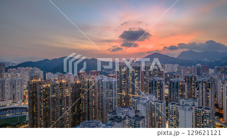 Aug 14 2025 Urban residential scene in Hang Hau, Hong Kong district Aug 14 2025 Urban residential scene in Hang Hau, Hong Kong district 129621121