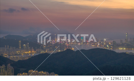 Aug 14 2022 Urban landscape of East Kowloon in Hong Kong city 129621128