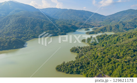 Aug 9 2025 Tranquil waters of scenic Shing Mun Reservoir 129621178