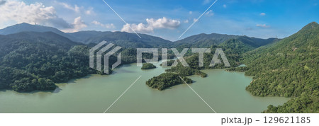 Aug 9 2025 Tranquil waters of scenic Shing Mun Reservoir 129621185