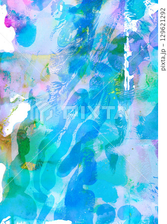 明るく透明感のあるブルー系の水彩テクスチャ背景 129621292