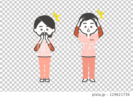 A three-dimensional illustration of a man and woman wearing a scrub 129621736