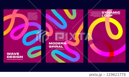Gradient line posters with abstract backgrounds and colorful patterns create vibrant designs. Vector graphic elements and wave shapes blend by using dynamic gradients. Perfect for modern and fun art. Gradient line posters with abstract backgrounds and colorful patterns create vibrant designs. Vector graphic elements and wave shapes blend by using dynamic gradients. Perfect for modern and fun art. 129621778