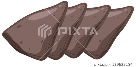 Vector Illustration of Sliced Raw Liver Pieces Vector Illustration of Sliced Raw Liver Pieces 129622154