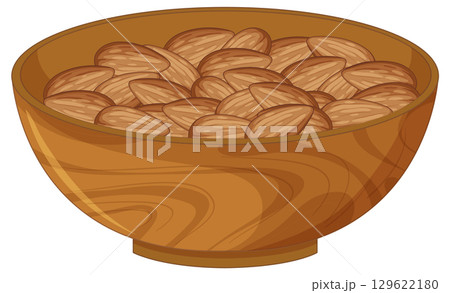 Almonds in Wooden Bowl Vector Illustration Almonds in Wooden Bowl Vector Illustration 129622180