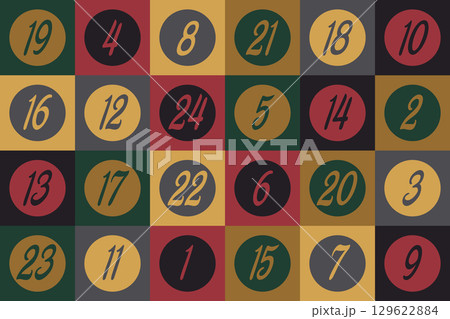 advent calendar 24 christmas sticker vector illustration 129622884