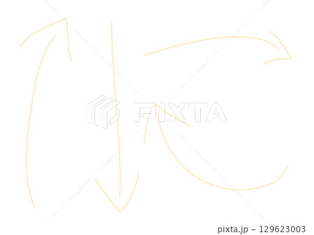 黄色い手描きのラフな矢印セット 黄色い手描きのラフな矢印セット 129623003