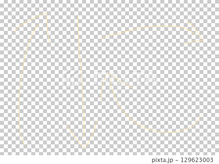 黄色い手描きのラフな矢印セット 黄色い手描きのラフな矢印セット 129623003