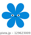 Angry flower cartoon with a grumpy face and vivid colors. A bold and expressive floral emoji in a playful, minimal style. 129623009