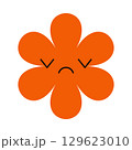 Cartoon flower icon depicting a depressed mood. Bold colors, no outlines, and a clear facial expression. 129623010