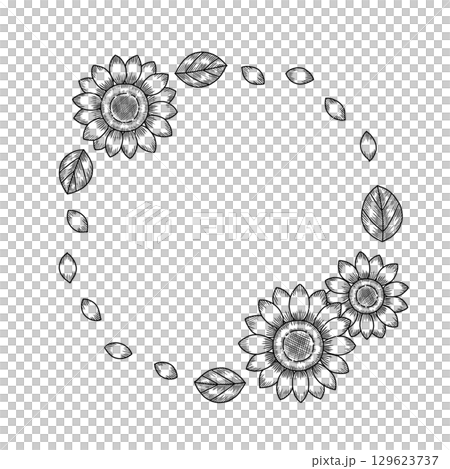 向日葵のフレームイラスト 129623737